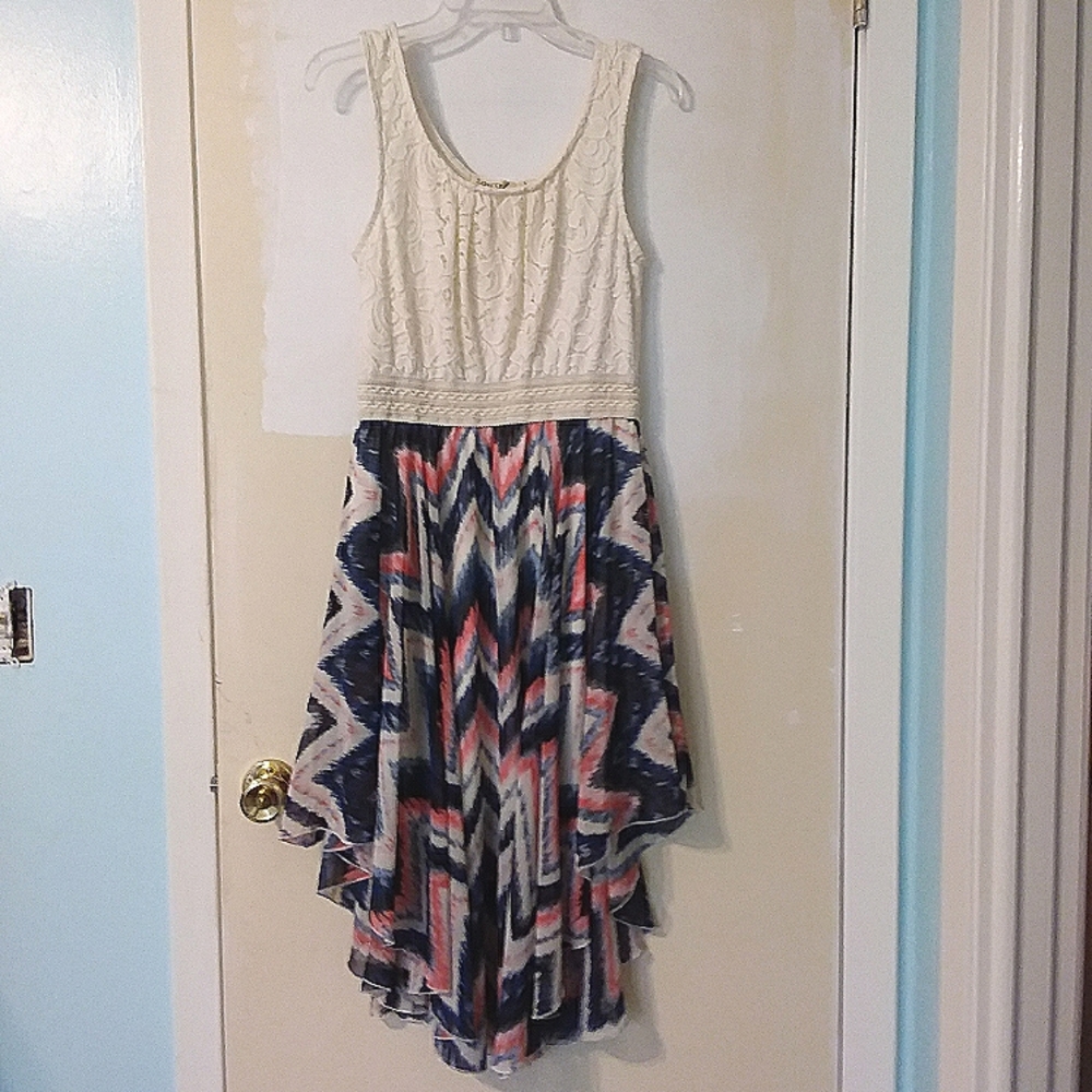 Dress With Lace Top and Chevron Bottom